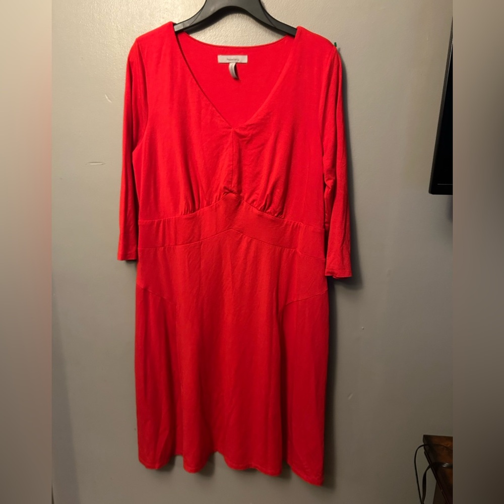 Pepperberry Dress - “curvy/really curvy” 3/4 sleeve red v-neck